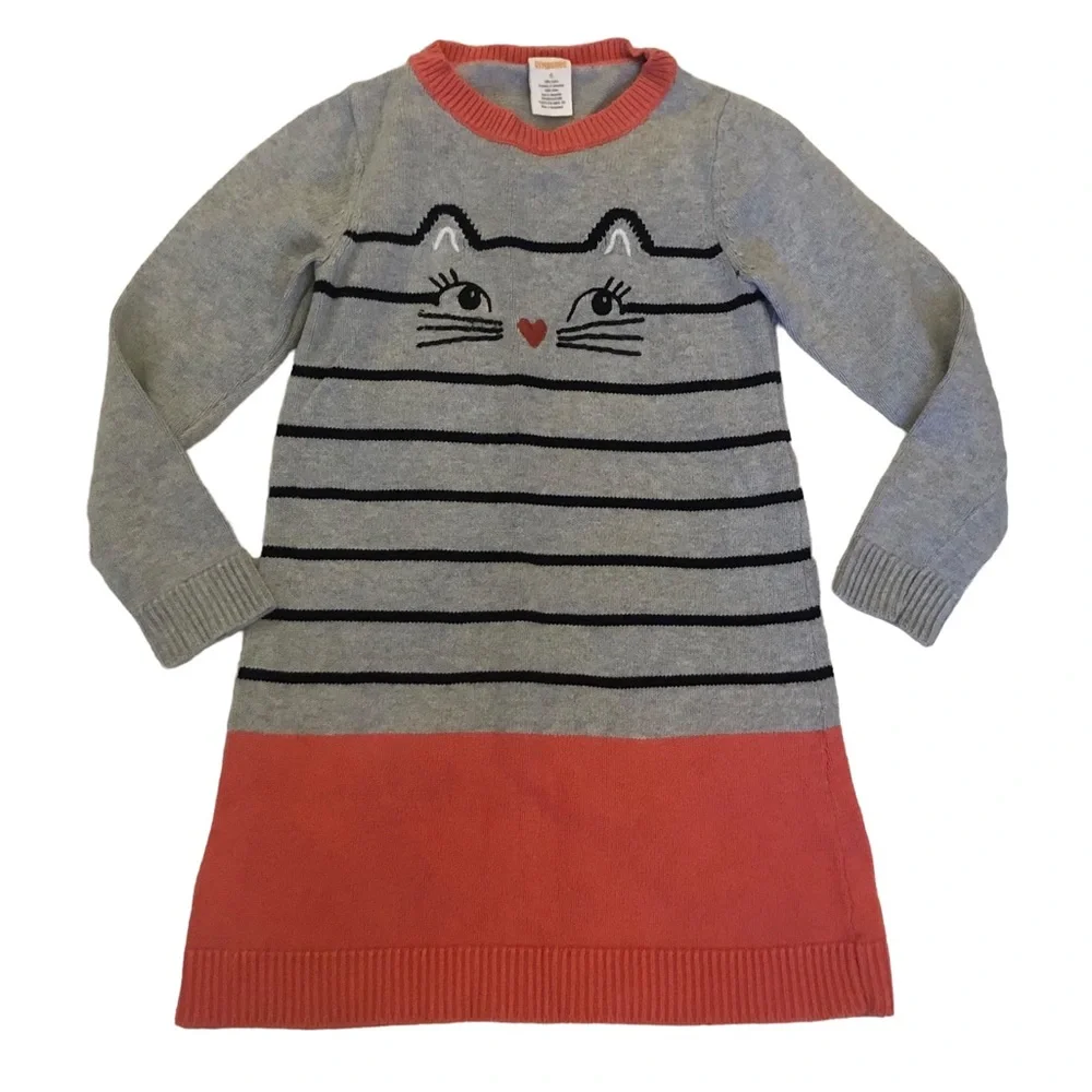 Gymboree Gray Striped Kitty Dress size 6